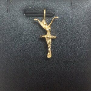 Solid 14K Yellow REAL Gold 3D Ballerina  Pendant Charm 1.60 grams